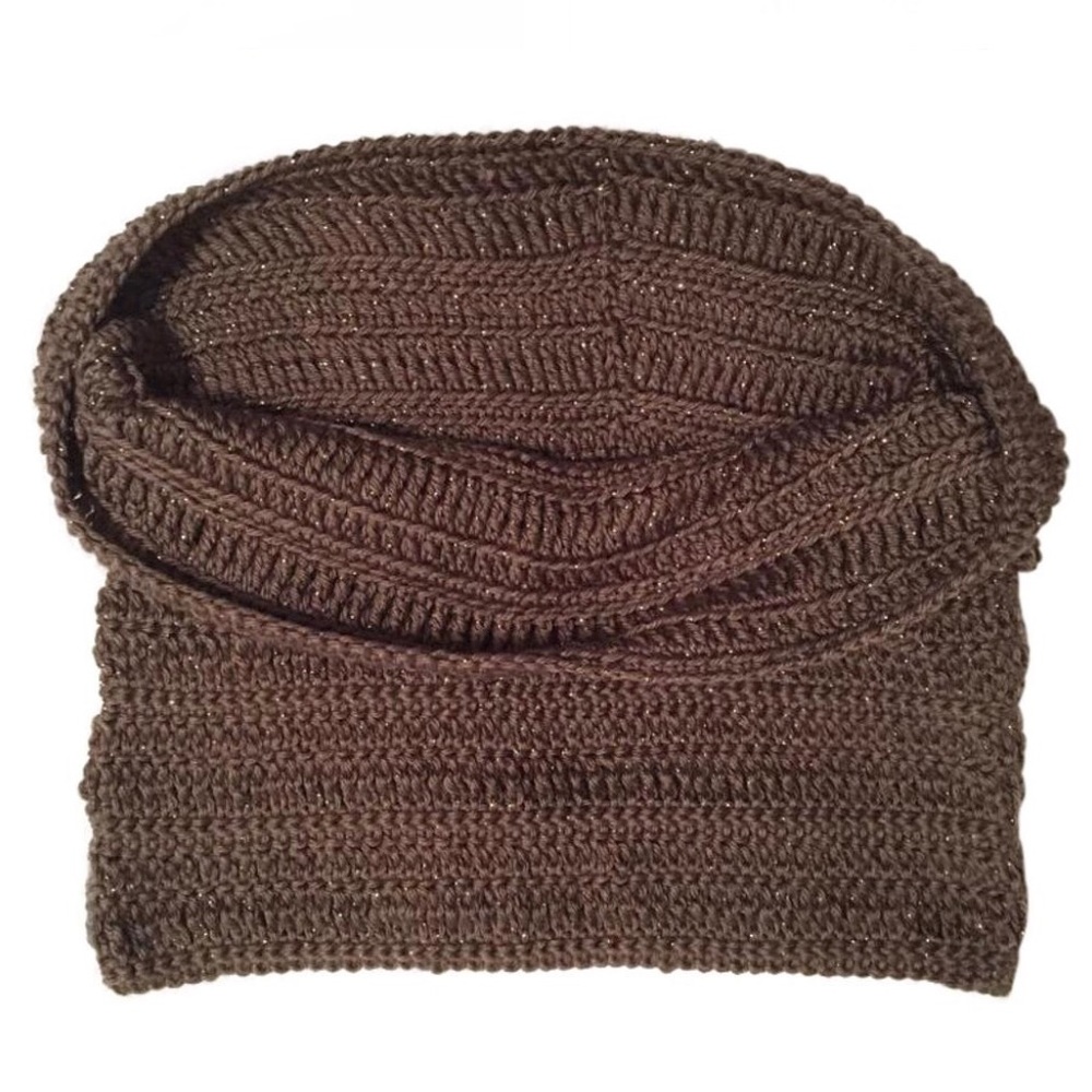Brown Designer, Scrunchy Cowl Neck Infinity Scarf